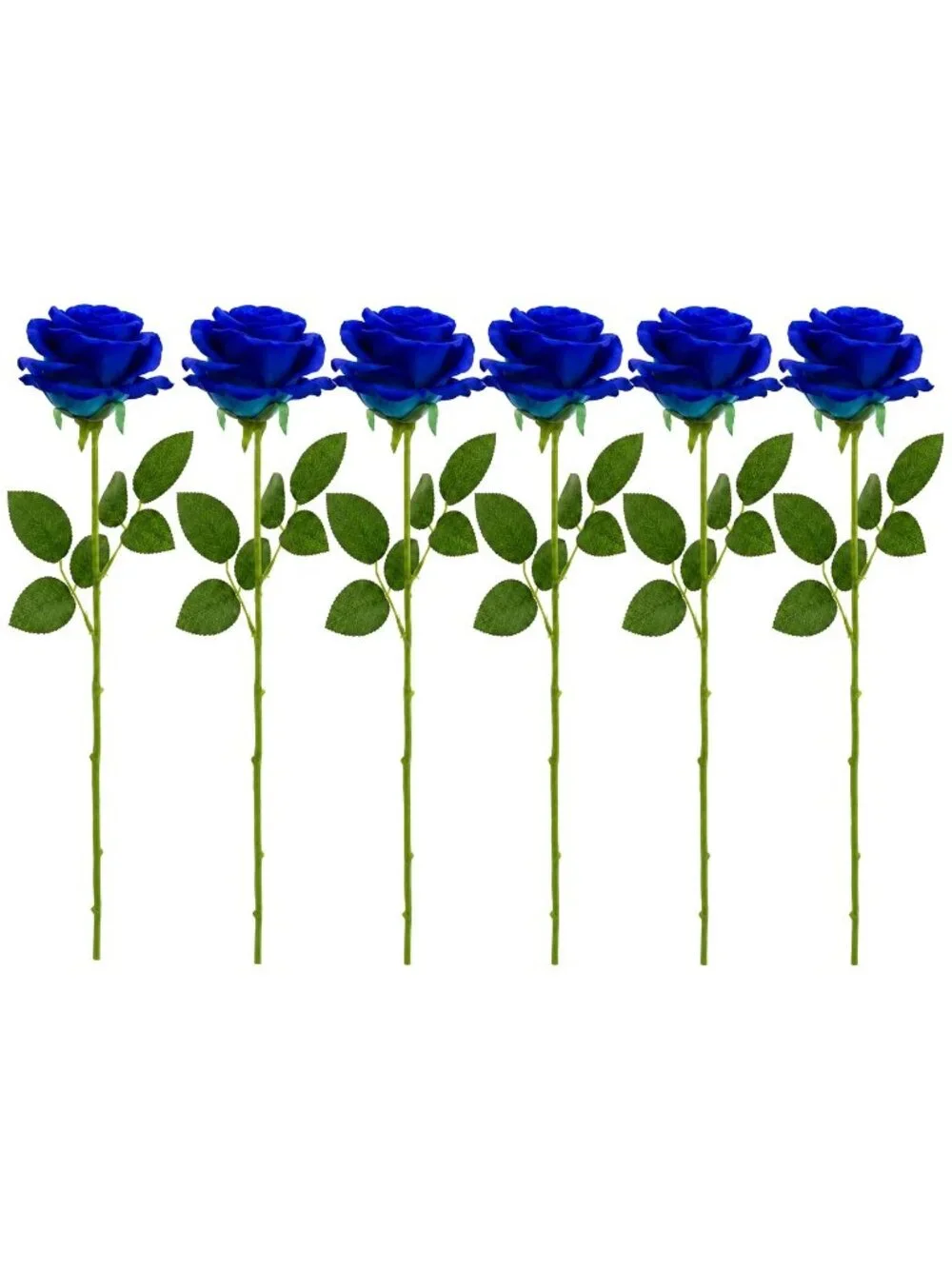 Royal Blue Artificial Roses 6 Stems Faux Silk Rose Bouquet Wedding Flowers Home